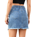 Wishfashion cross-border export women's clothing  independent station new arrival washed and frayed denim short skirt skirt trendy