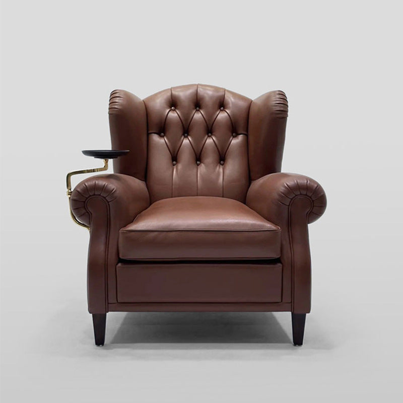 Medieval style 1919 cigar chair import full oil wax first layer cowhide sofa chair retro full genuine leather casual godfather chair
