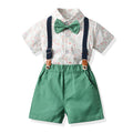 Brother and sister wear export spring and summer new arrival children's clothing boys short-sleeved shorts suspender suit girls floral skirt wholesale