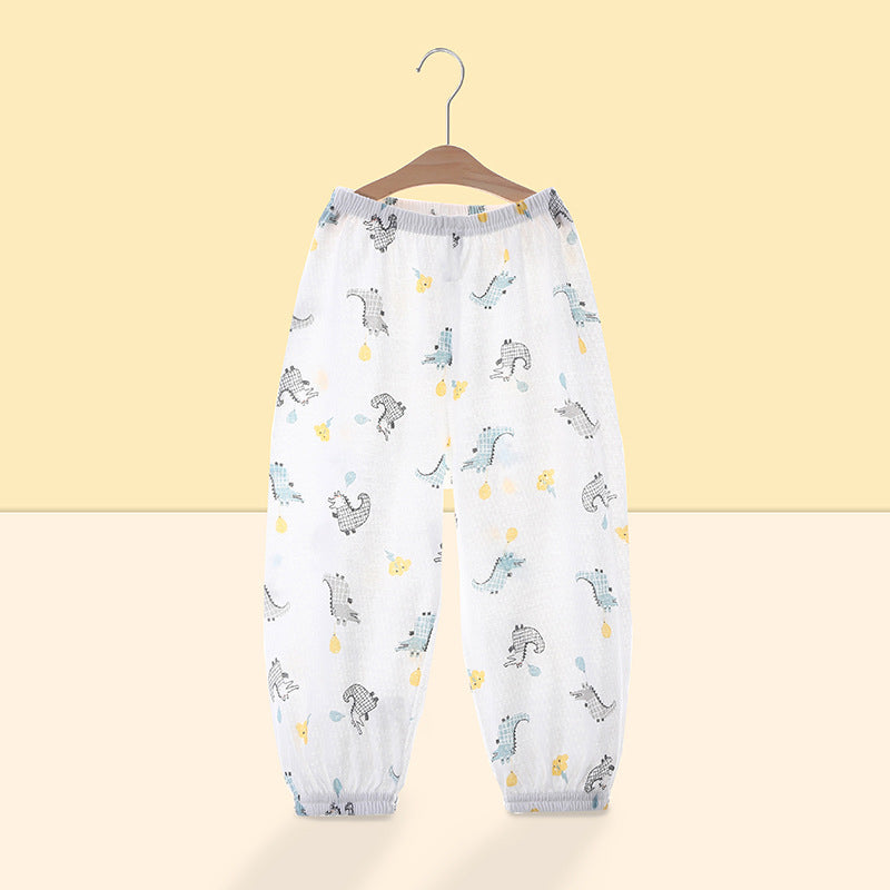 Baby pants summer thin pure cotton children's mosquito pants boys girls bloomers baby long pants sleep pants mesh