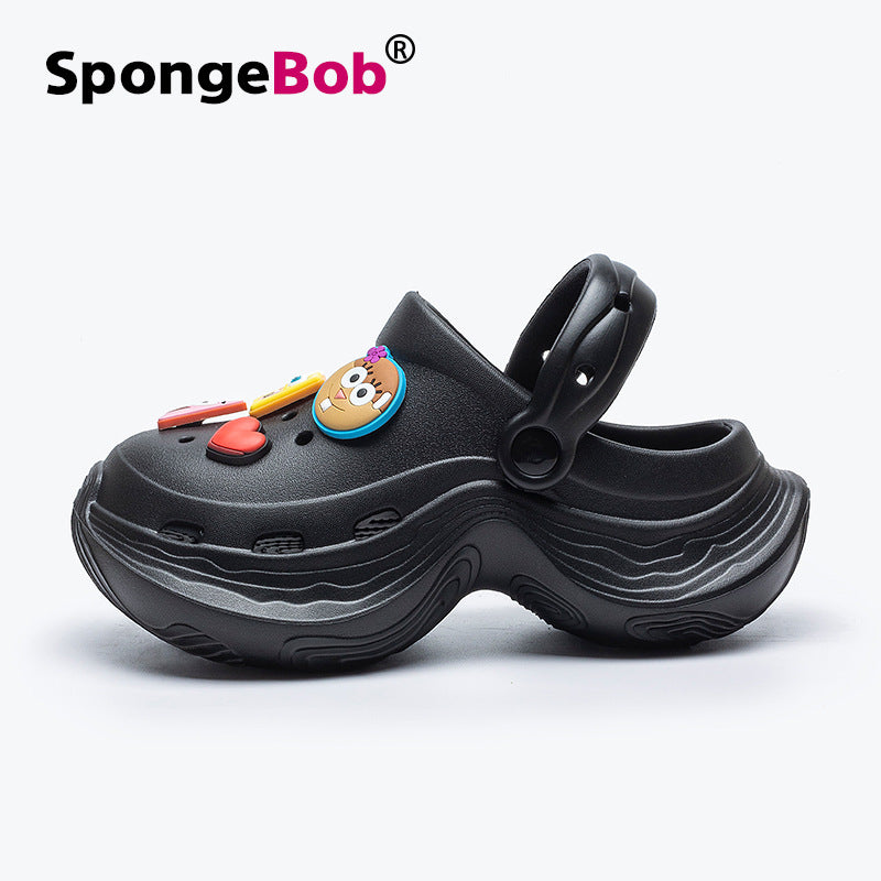 Spongebob squarepants thick sole goddess nightclub high heels crocs summer heightened toe beach sandals women's slippers