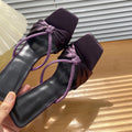 Purple satin rhinestone one-strap sandals women's 2024 summer new bow open-toe high heel slides