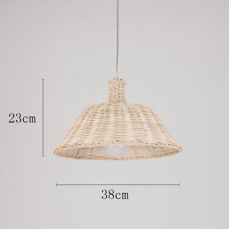 Vintage rattan straw hat chandelier rattan art round bird's nest Chinese pastoral hotel restaurant agritainment bed and breakfast straw hat lamp