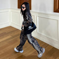 Girls'  new outfit set: trendy brand spring/autumn casual jacket and versatile printed sweatpants set for students