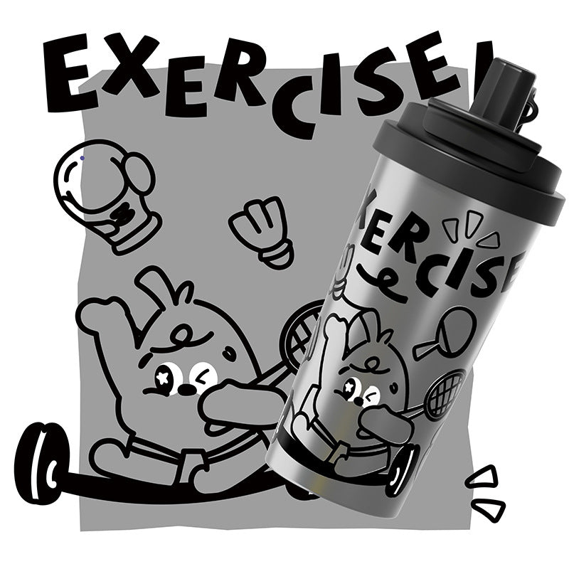 High-style, affordable luxury coffee thermos. large capacity water bottle made with 316l stainless steel, perfect for home use. features a thickened, cartoon-themed straw