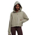 Women's fall/winter hooded cardigan sweatshirt - fleece lined, warm, zip-up jacket - age-defying, loose fit, casual activewear top d25130