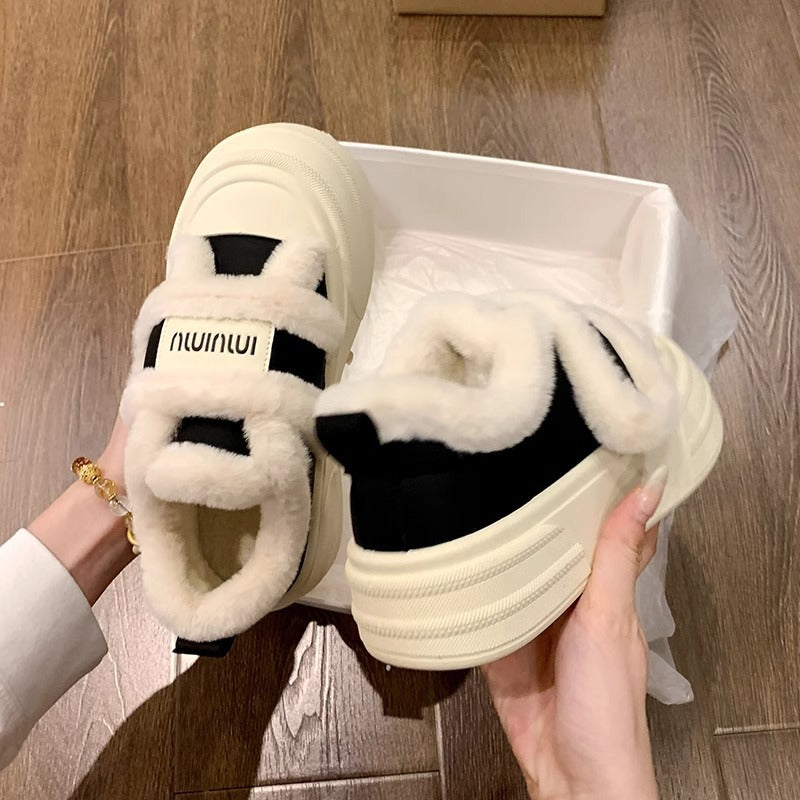 Best sellingthick solevelcro cotton shoes winter 2026new arrivalfleece-linedthickened fur shoes heattechplatform shoes for women