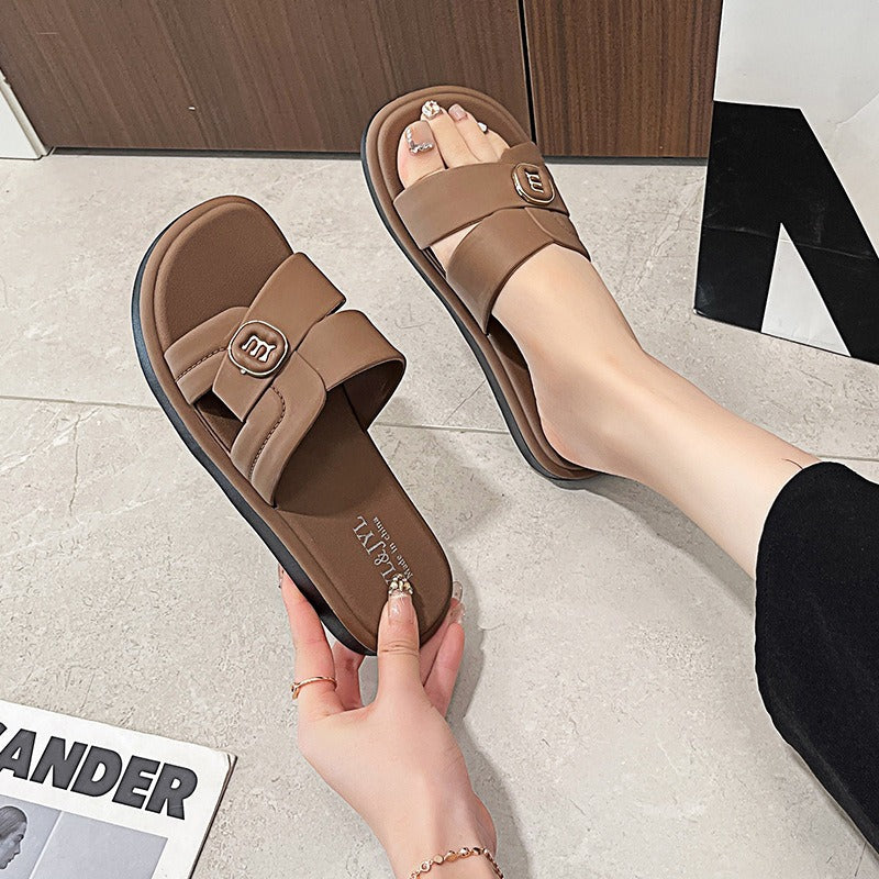 Wholesale women's spring/summer new arrivals: one-strap slides, new buckle roman sandals, women's non-slip house slippers