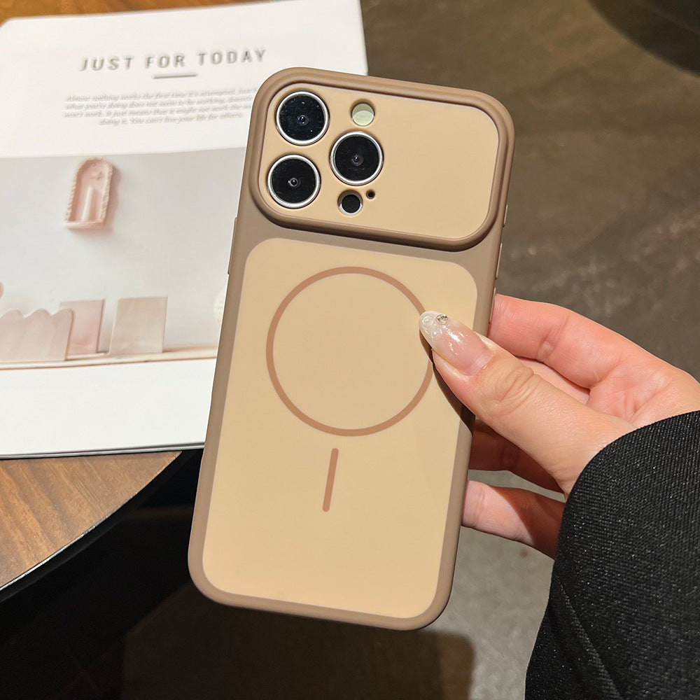 Niche stylecontrast color magnetic phone case suitable for iphone16/15pro apple 17max anti-fall case wholesale