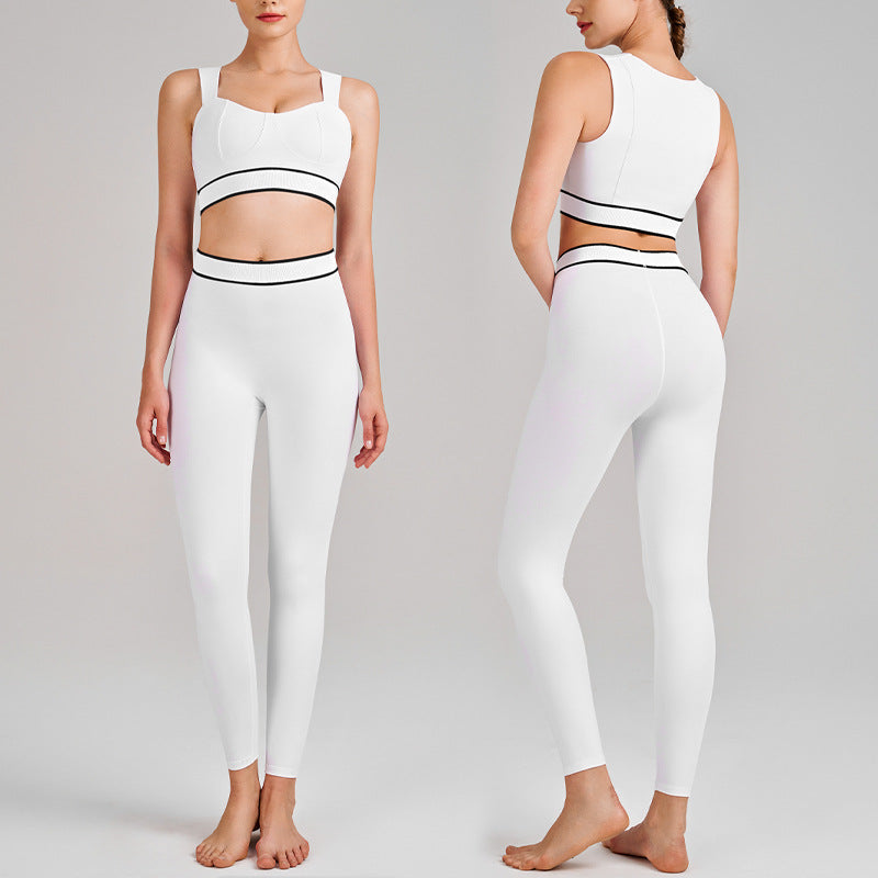 new arrival yoga clothes high waist hip lift tummy control slimming look sling beautiful back running sports intimates bra suit for women