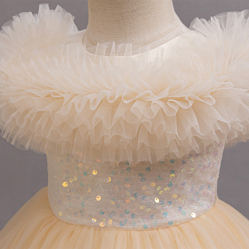 Girls' summer formal dress - european & american style flower girl wedding dress, princess tutu, children's host, piano performance dress