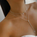 Silver love necklace wholesale new cross-border jewelry niche accessible luxury geometric diamond pendant women's multi-layered sweater chain