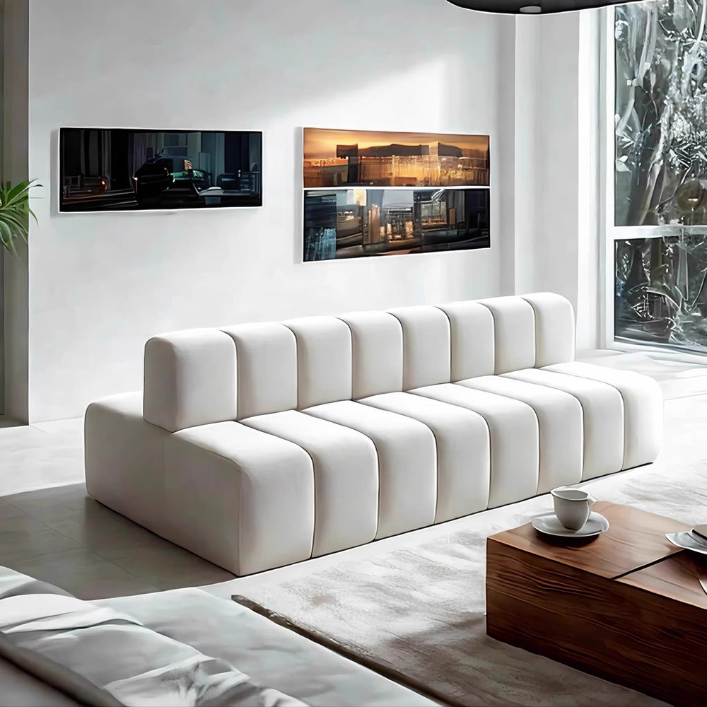 Double-sided back-to-back straight row sofa booth clothing store beauty salon hotel lobby horizontal lounge reception area