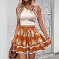 cross-border fashion  bohemian women's printed wide-leg shorts - new arrival, leg-lengthening design