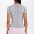 fashion seamless knittingpure color breathable tight short sleeve t-shirt sports running fitness yoga clothes tops women