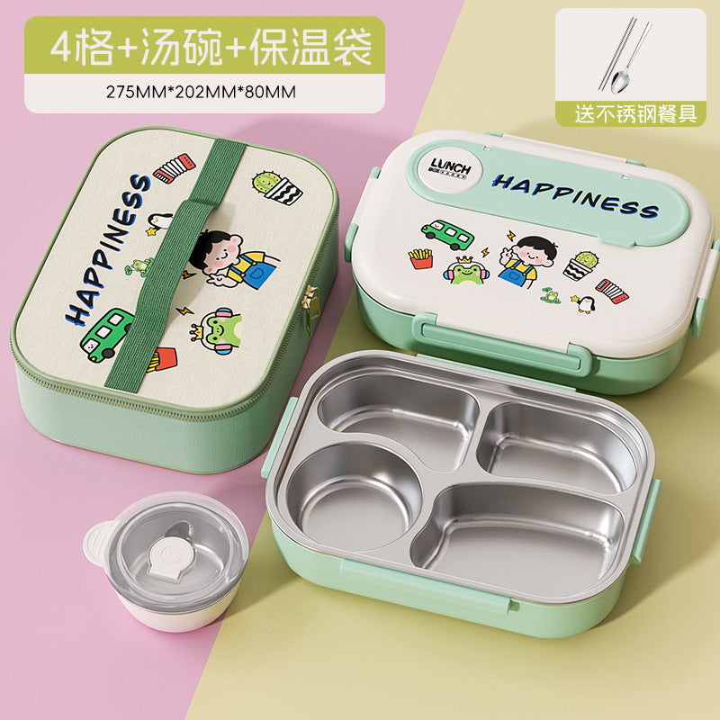 Kids' insulated lunch box - perfect for elementary and middle school students - divided compartment bento box - 304 stainless steel lunch container for boys
