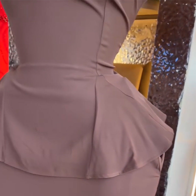 European and american women's clothing  autumn new collection: sweet and fresh off-the-shoulder short-sleeve blouse and high-waisted midi skirt two-piece set