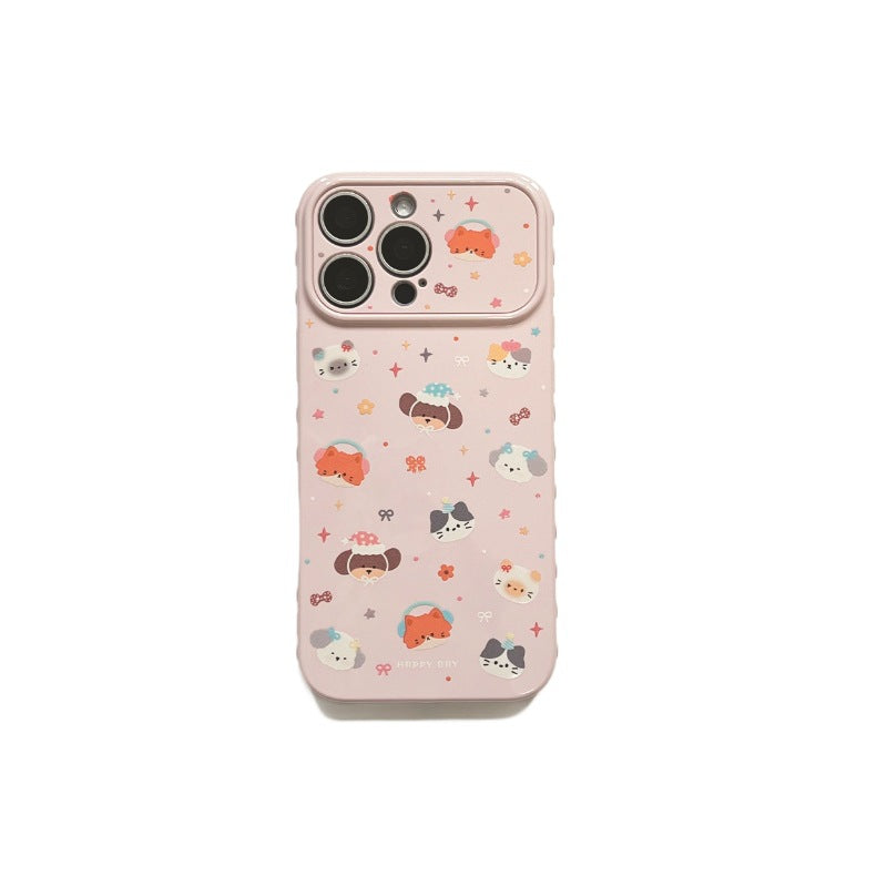 Full coverage cartoon animal design phone case for apple 17 pro max, cute and fun iphone 18 protective cover for 15