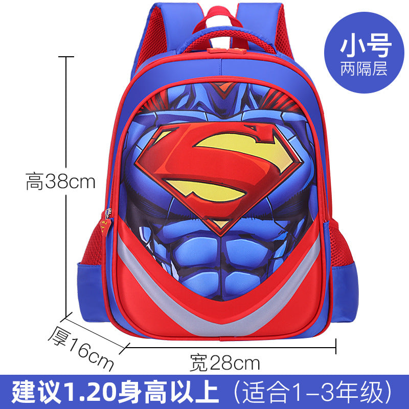 Kids' muscle design backpack - elementary school, grades 1-6, boys' cartoon backpack, breathable and lightweight