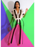 "vip exclusive" cross-border e-commerce source factory: european and american style women's knitted striped sexy pant suit