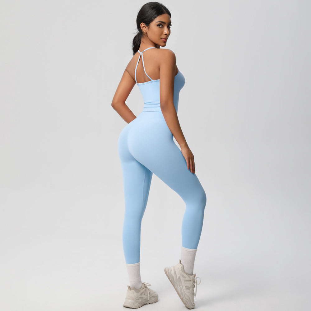 European and american nylon brushed quick-dry yoga outfit sexy backless tight sports bra set outdoor running fitness apparel