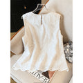 Women's new summer casual fashion vacation minimalist versatile embroidered round neck sleeveless top