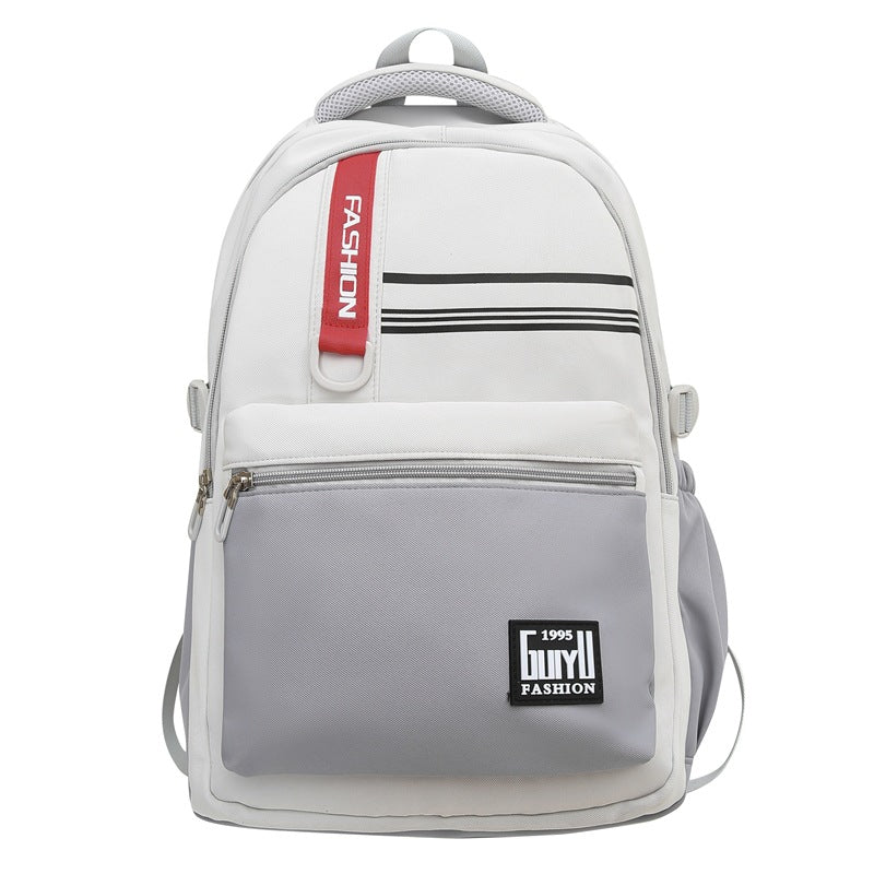 School bag, new, junior high school students, high school students, large-capacity burden reduction, lightweight backpack, simple texture backpack