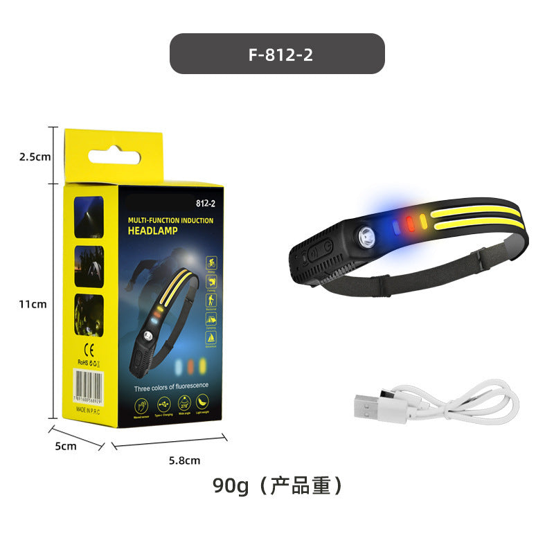 Cross-border new silicone induction headlight Type-C charging outdoor running riding portable floodlight LED headlight