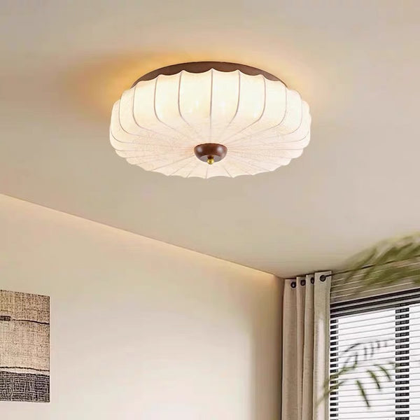 Retro solid wood bedroom fabric balcony French tea room Zen study Japanese wabi-sabi wind ceiling lamp medieval lamps