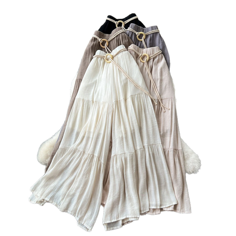 Casual pants  summer fairy gentle style versatile high waistloose wide leg culottes cover flesh and crotch chiffon pants