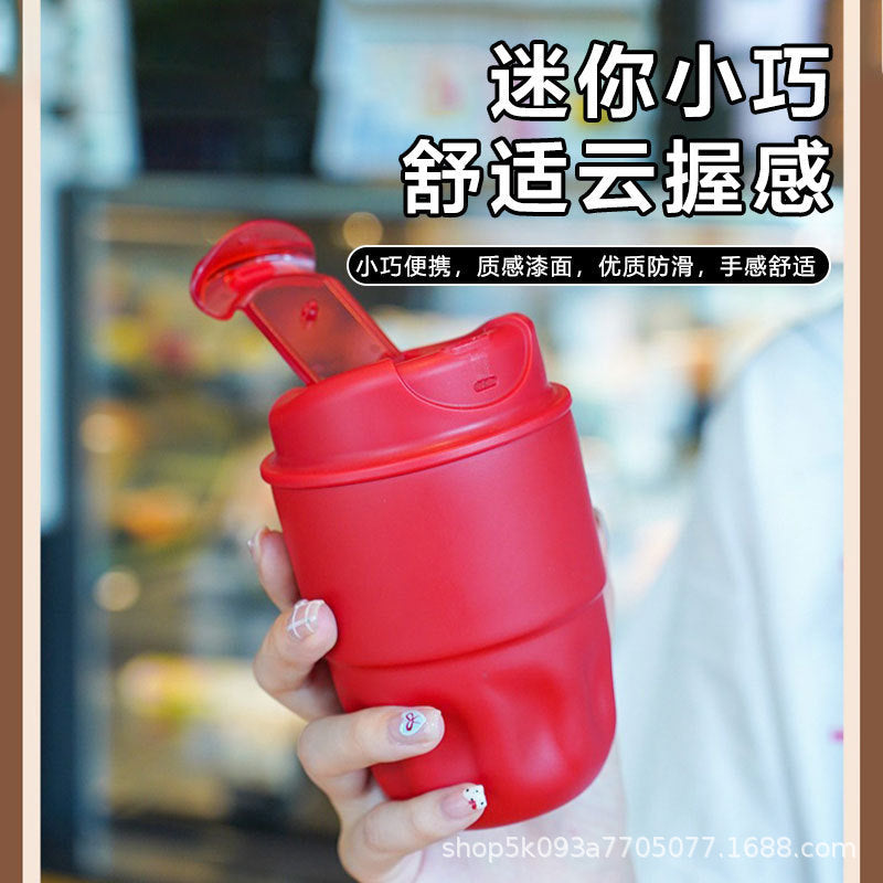 Simple 316 stainless steel octagonal coffee mug - portable cola cup with carry strap, outdoor car vacuum insulated tumbler - customizable