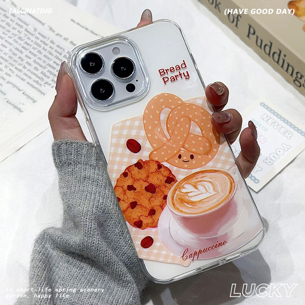 Creative cookie coffee imd phone case for apple 16 pro max - cappuccino iphone 15 protective cover