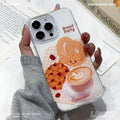 Creative cookie coffee imd phone case for apple 16 pro max - cappuccino iphone 15 protective cover