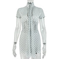 European and american style cross-border chic women's crop top sexy design short sleeve dress set halter neck tie-up polka dot two-piece outfit