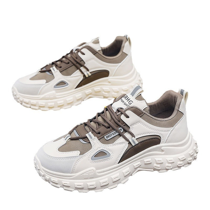 Popular men's shoes 2025new arrivalwintereasiest for matchcasual heightening small white sports hong kong style dad ins trendy shoes