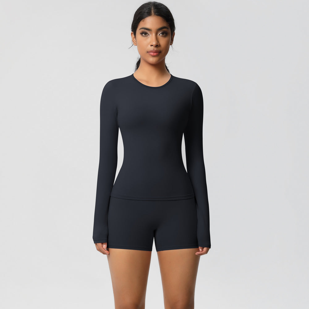 new arrival: seamless, barely-there long-sleeve t-shirt yoga set - quick-dry, breathable, outdoor running & fitness apparel