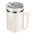 304 stainless steel mug with lid - stylish coffee cup for men and women, tea mug, dorm room water cup with straw and spoon
