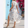 & independent store bestseller: printed ruffle-trimmed short-sleeve dress