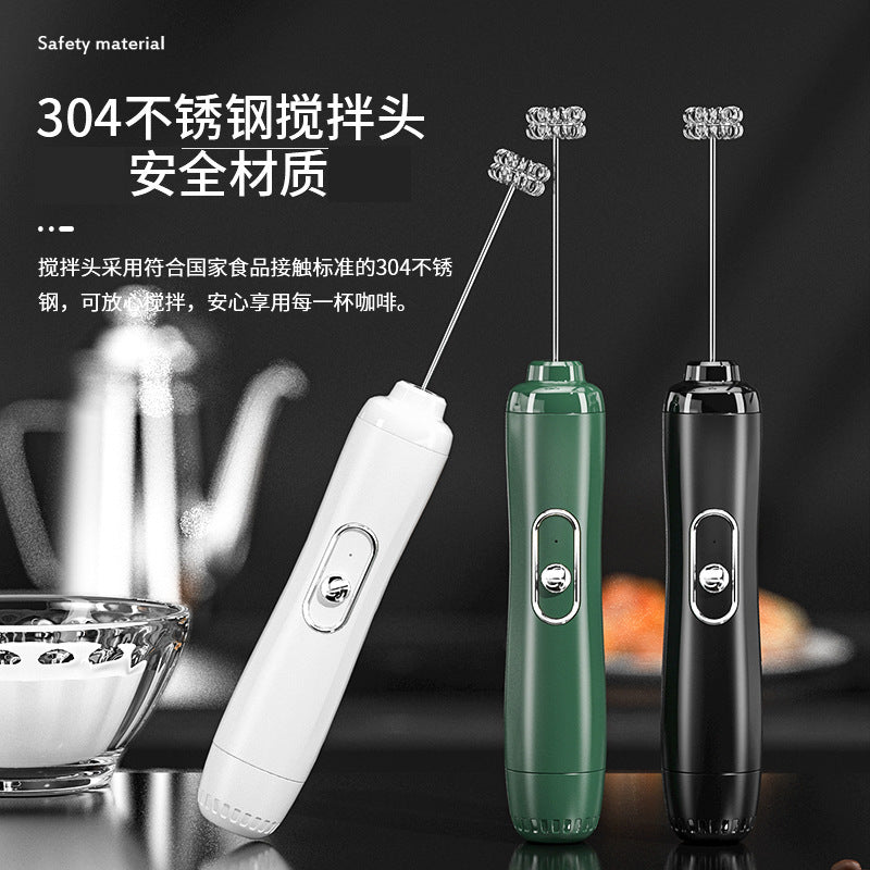 Handheld electric milk frother, home use mixer, small cordless battery-powered egg beater, milk foamer