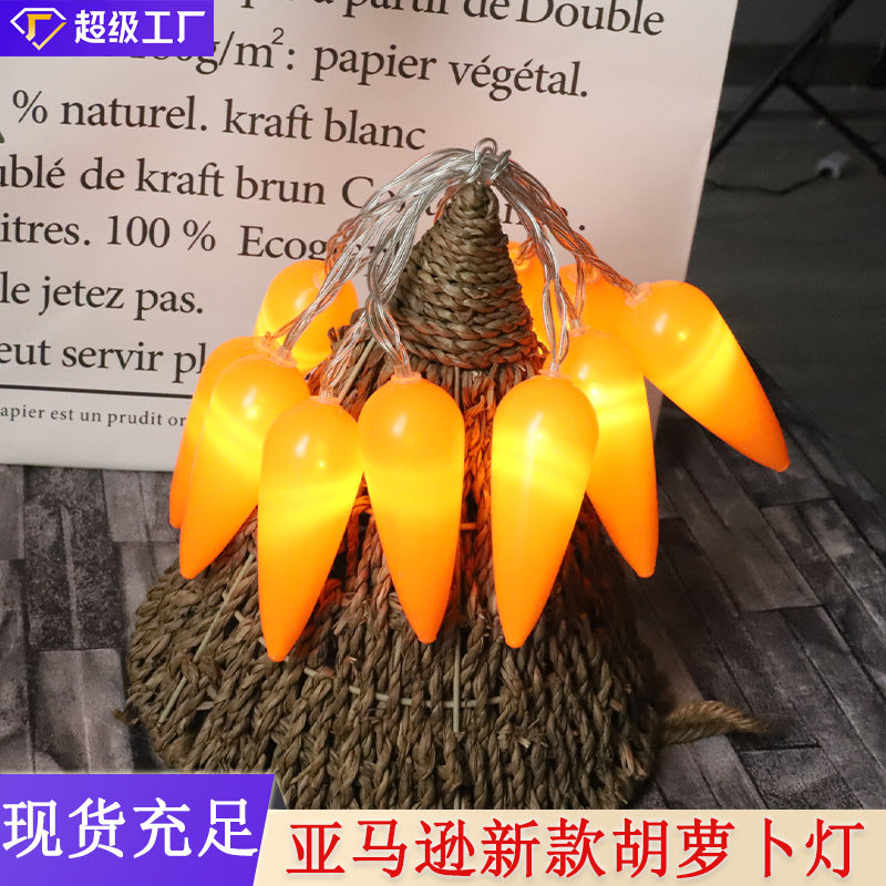 New LED Easter decorative light string, indoor layout creative USB battery box, carrot shape color flash light string