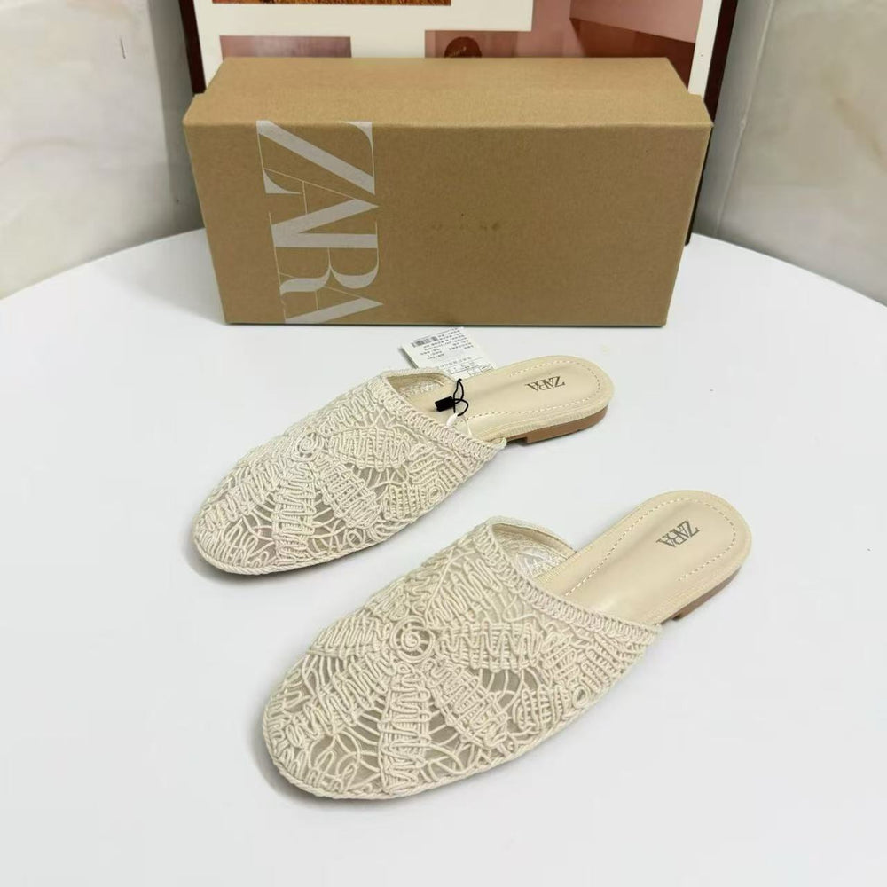 Za2026 summer new arrival cross-border dropshipping casual mules - breathable & stylish summer mesh flat sandals for women