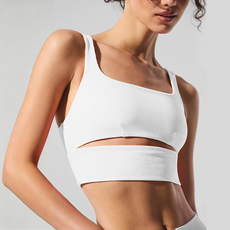 Thin stripes sports lintimates nude yoga bra quick-drying sleeveless running sports fitness wear for women with chest pads