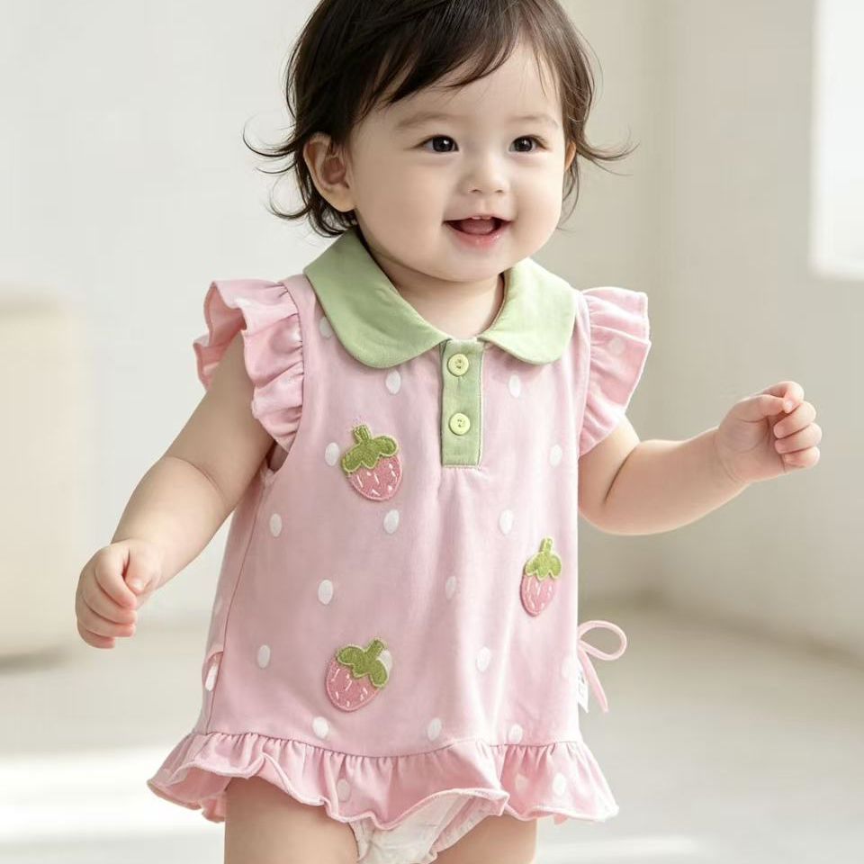 Summer chic baby rompers infant clothes summer outfits girl full month hundred days princess bodysuit summer dress