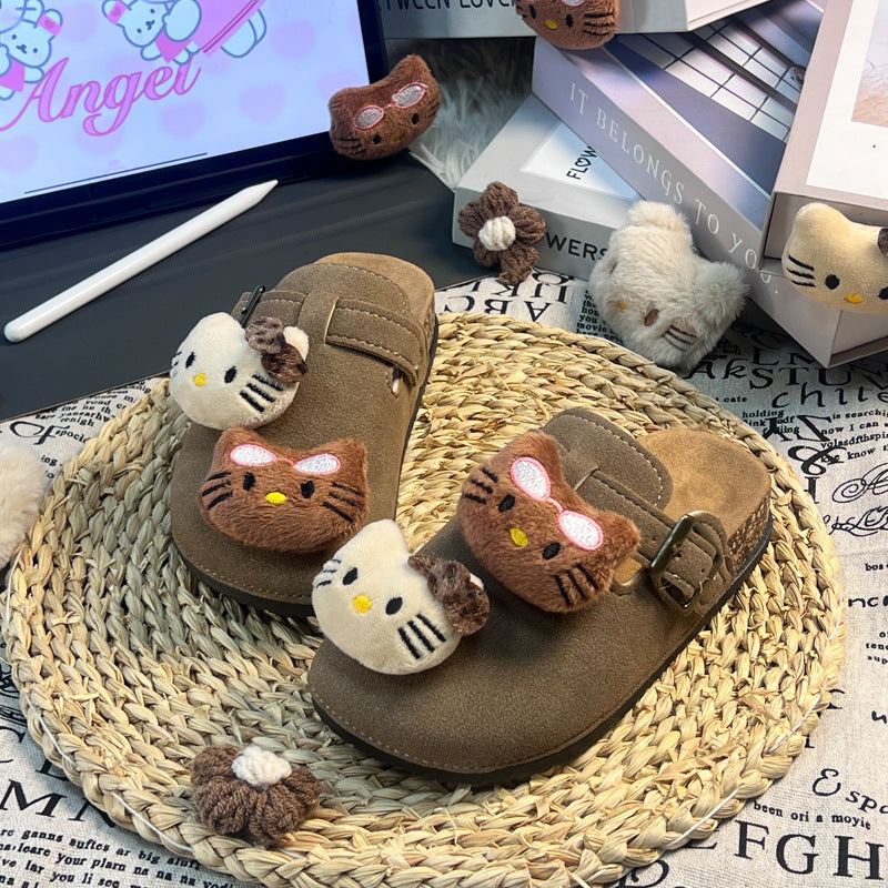 Family birkenstock outwear 2026 spring autumcute cartoon big childrenkids birkenstock shoes toe outwear half slippers women