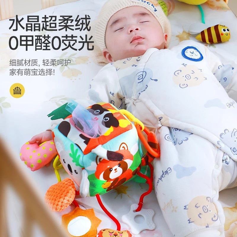 infant pendant bedside bed bell rattle fabric soothing toy baby crab animal paper pull fun