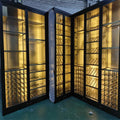 Stainless steel thermostatic wine cabinet display case, metal and glass double door, luxury wine storage for villas, living rooms, wine cellars, and wineries