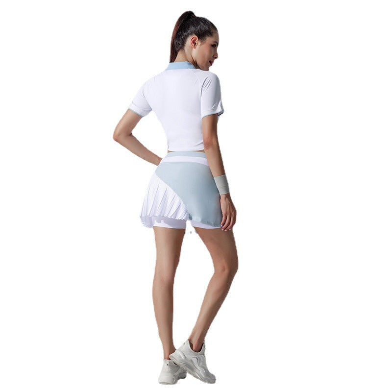 Short breathable skirt fashion tapehigh waistcontrast color yoga wear tennis skirt badminton golf skirt quick drying