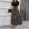Amazon  european and american women's floral print high-waisted elegant chiffon dress - chic & versatile for work