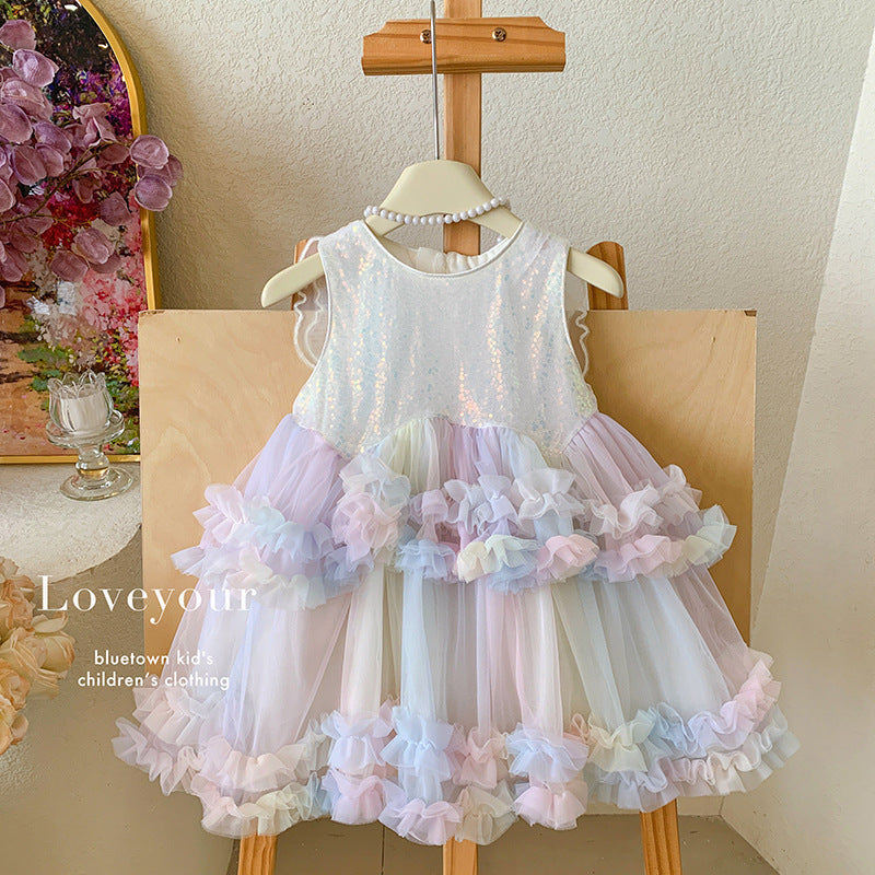 Girls' dress  summer collection - sleeveless princess dress for kids, baby's dreamy fairy butterfly rainbow dress