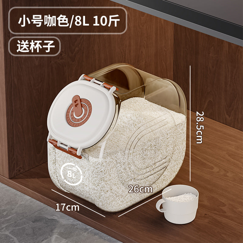 Rice barrel Household storage Sealed barrel Insect-proof and moisture-proof grain storage barrel Food grade Transparent grains Sealed grain storage tank